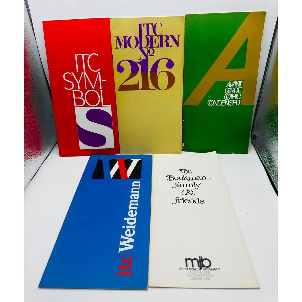 Vintage ITC Typeface Specimen Brochure Lot Avant Garde Bookman Weidemann 5pc